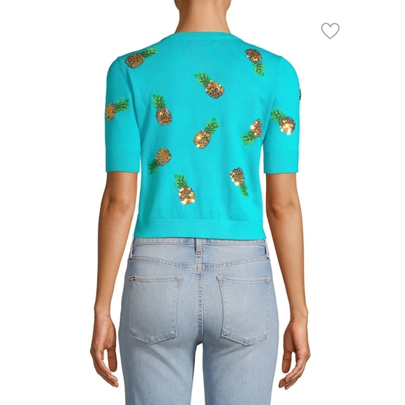 ALICE + OLIVIA Brady Sequin Pineapple Cardigan NWT - Picture 4 of 15